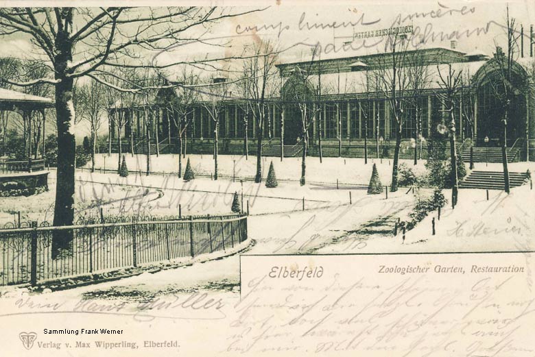 Die Restauration am Zoologischen Garten Elberfeld auf einer Postkarte von 1901 (Sammlung Frank Werner)