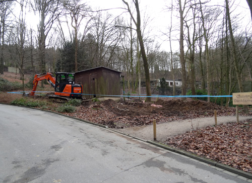 Baustelle für den Neubau der Milu-Anlage am 13. Februar 2016 im Zoologischen Garten der Stadt Wuppertal