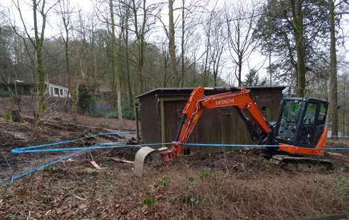 Baustelle für den Neubau der Milu-Anlage am 13. Februar 2016 im Grünen Zoo Wuppertal