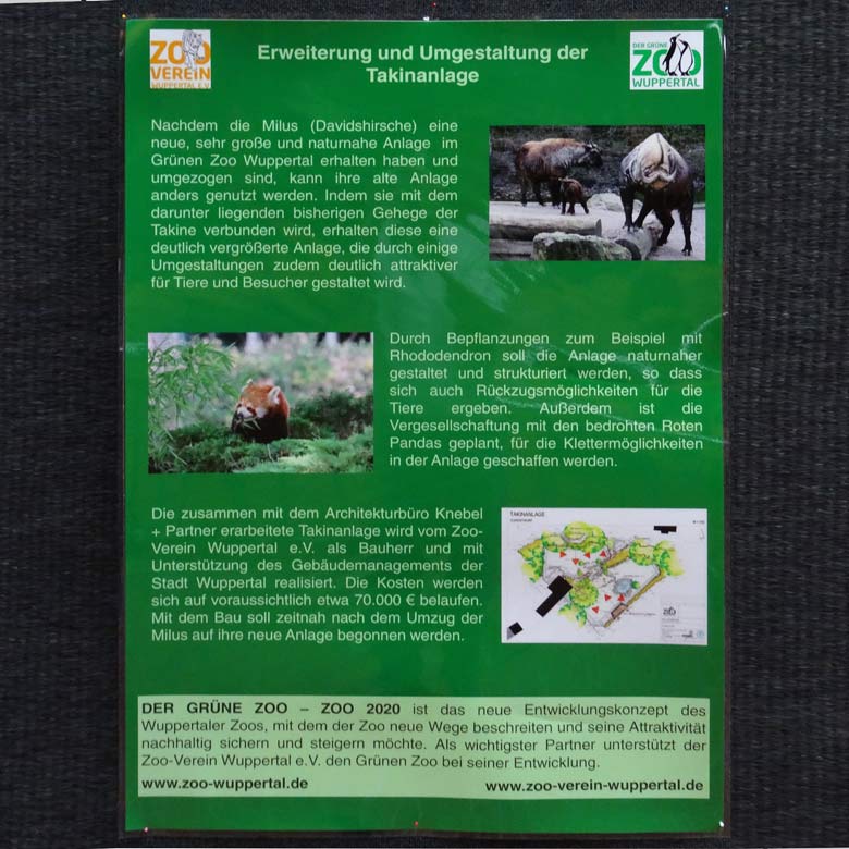 Poster 1 zum Projekt ERWEITERUNG UND UMGESTALTUNG DER TAKINANLAGE am 19. August 2016 im Elefantenhaus im Grünen Zoo Wuppertal