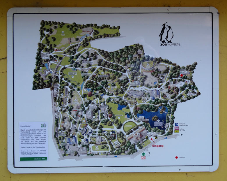 Zooplan auf einer Schautafel an der ehemaligen Waldschänke am 3. September 2016 im Zoologischen Garten der Stadt Wuppertal