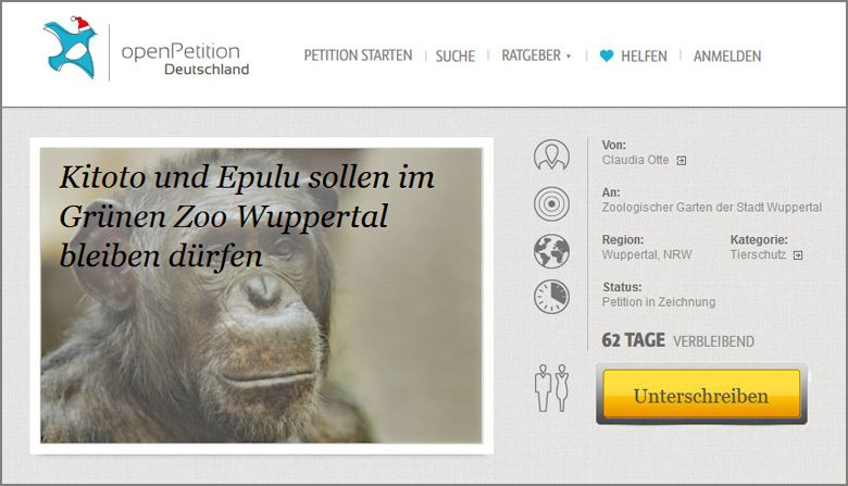 Online-Petition: Kitoto und Epulu sollen im Grünen Zoo Wuppertal bleiben dürfen