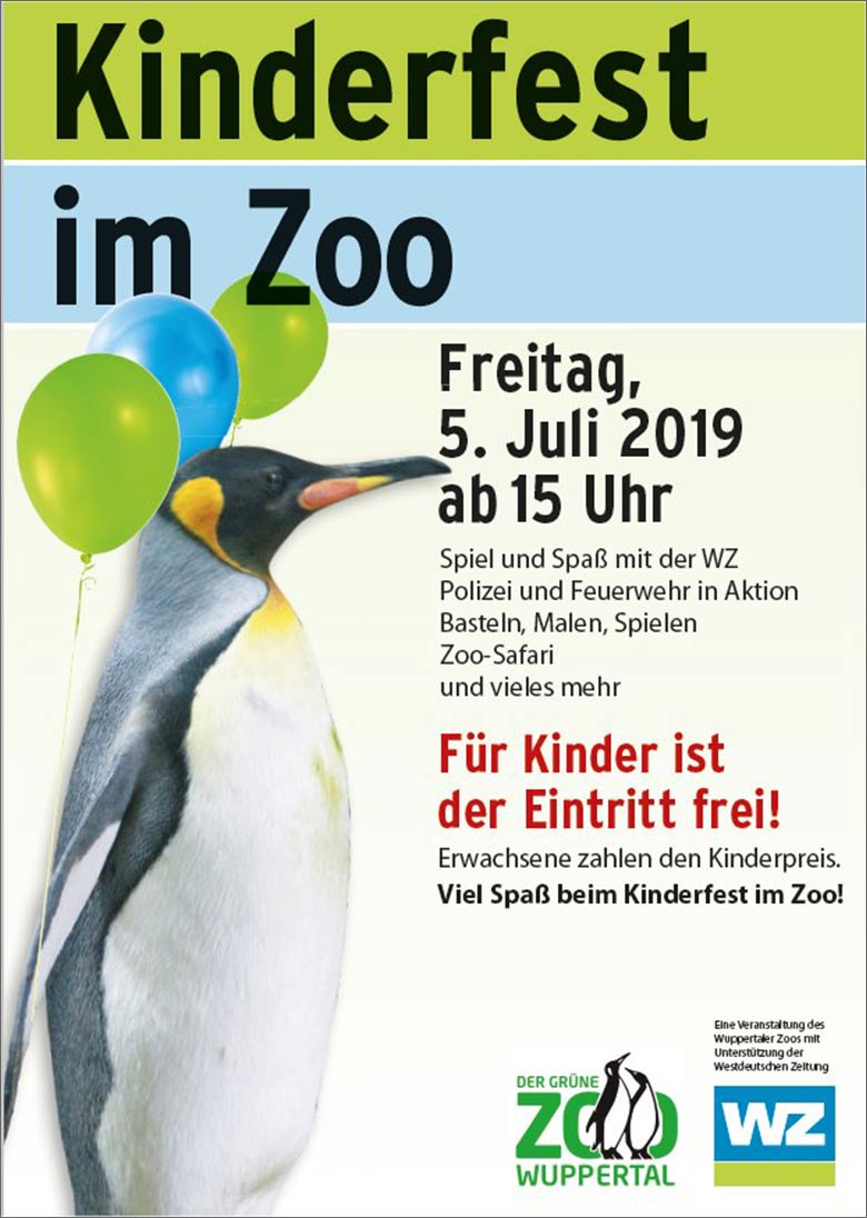 Plakat zum Kinderfest am 5. Juli 2019 im Grünen Zoo Wuppertal (Presseinformation Der Grüne Zoo Wuppertal)