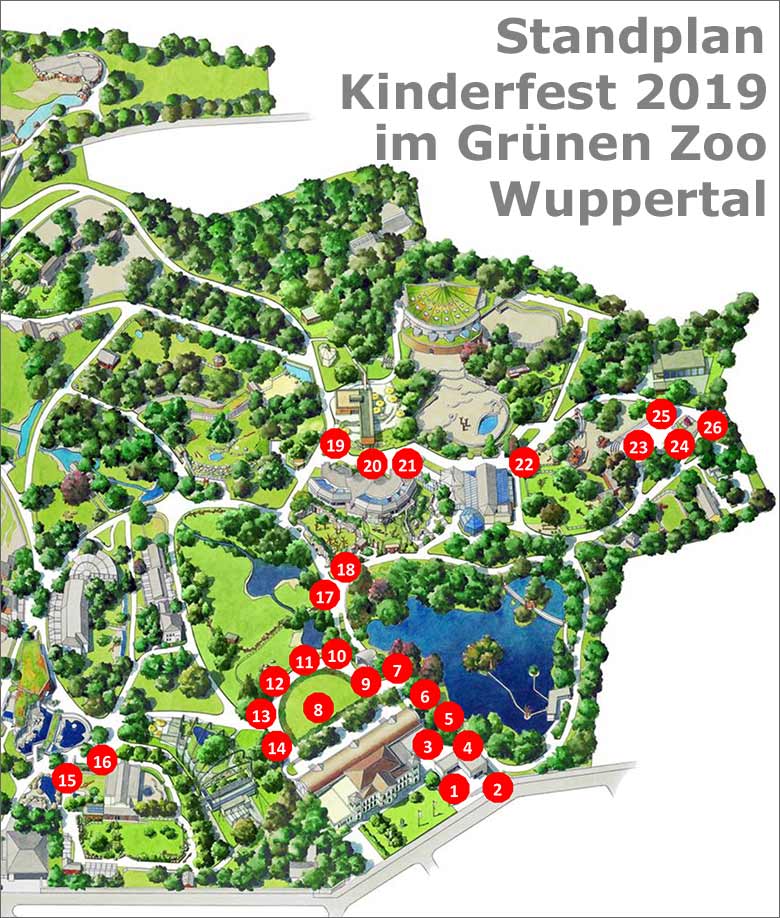 Standplan für das Kinderfest am 5. Juli 2019 im Grünen Zoo Wuppertal (Presseinformation Der Grüne Zoo Wuppertal)