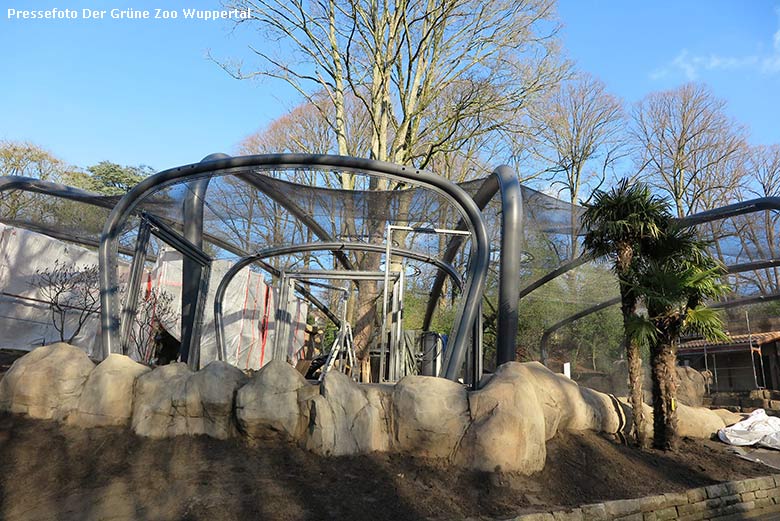 Baustelle der begehbaren Freiflugvoliere ARALANDIA am 16. Januar 2020 im Grünen Zoo Wuppertal (Pressefoto Der Grüne Zoo Wuppertal)