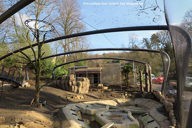Baustelle der begehbaren Freiflugvoliere ARALANDIA am 16. Januar 2020 im Wuppertaler Zoo (Pressefoto Der Grüne Zoo Wuppertal)