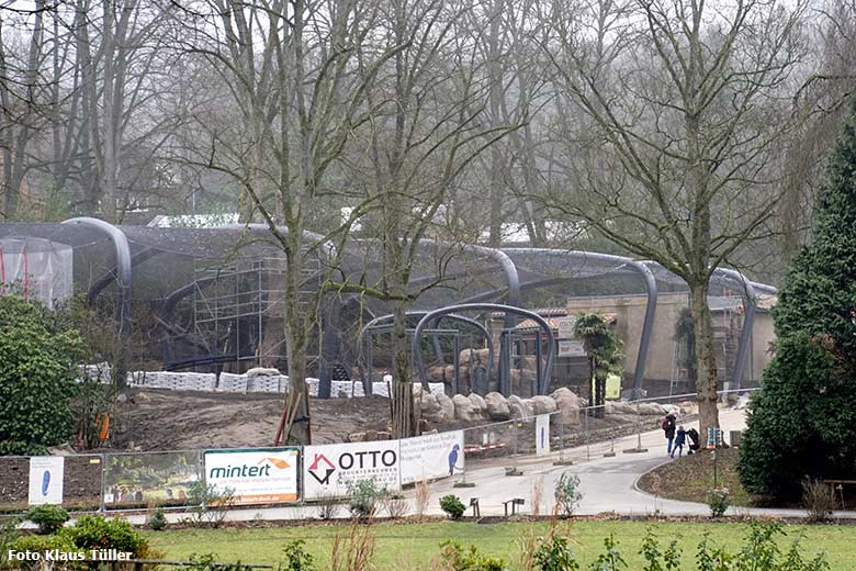 Baustelle für die begehbare Freiflugvoliere ARALANDIA am 25. Januar 2020 im Wuppertaler Zoo (Foto Klaus Tüller)