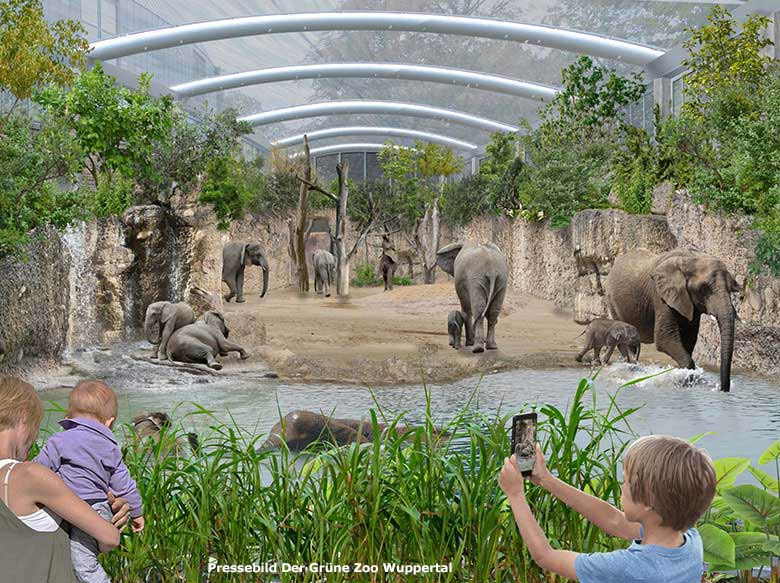 Entwicklungsplan 150 Jahre Grüner Zoo Wuppertal - Moodbild Elefantenhaltung (Pressebild Der Grüne Zoo Wuppertal)