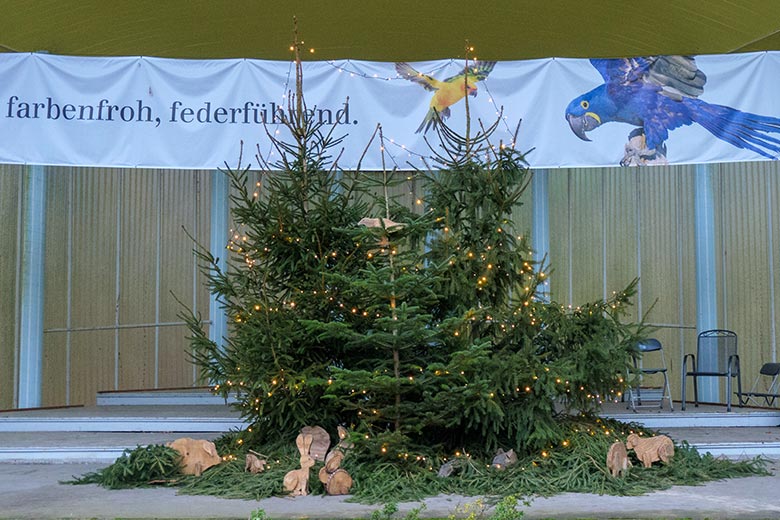 Weihnachtliche Dekoration am 29. November 2021 an der Musik-Muschel im Grünen Zoo Wuppertal