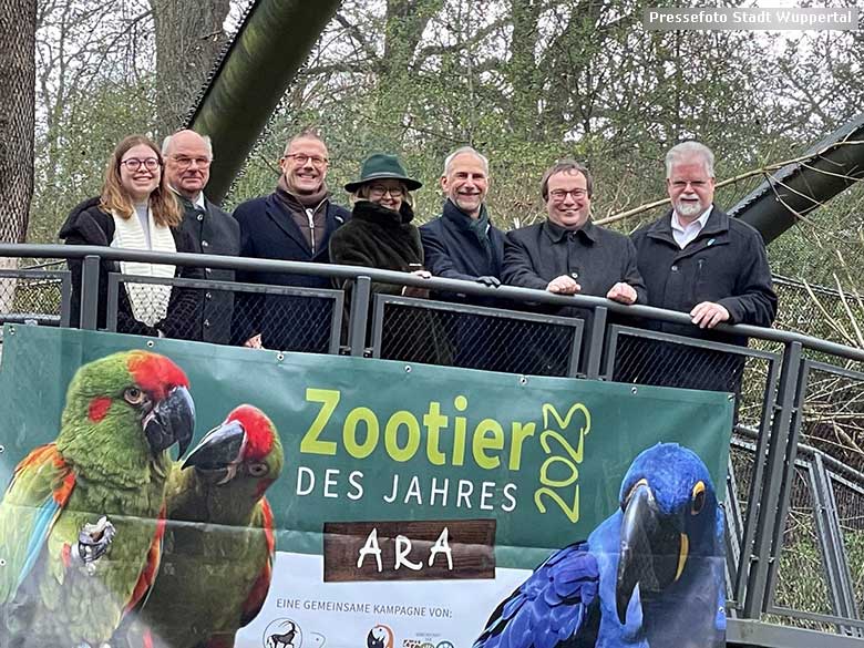 Vorstellung Zootier des Jahres 2023 Ara am 30. Januar 2023 in der Aralandia-Voliere im Grünen Zoo Wuppertal (Pressefoto Stadt Wuppertal)