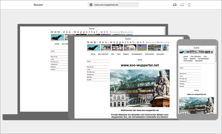 Screenshot der Webseite "Google Resizer" als Beispiel für Responsive Webdesign