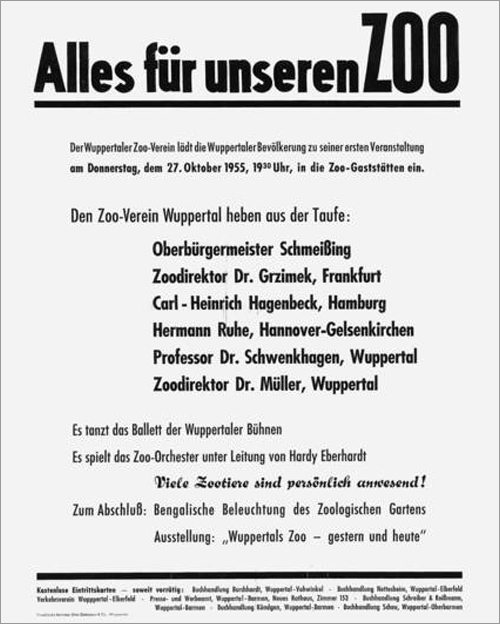 Historische Anzeige zur Gründung des Zoo-Verein Wuppertal am 27.10.1955