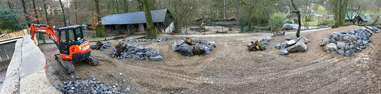 Panoramablick auf die Bauarbeiten auf dem Gelände der ehemaligen Milu-Anlage am 18. Januar 2020 im Grünen Zoo Wuppertal