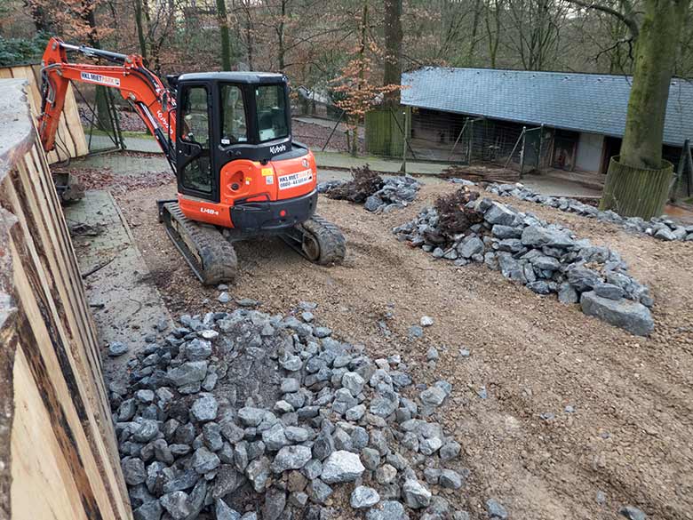 Bauarbeiten auf dem Gelände der ehemaligen Milu-Anlage am 18. Januar 2020 im Zoologischen Garten Wuppertal