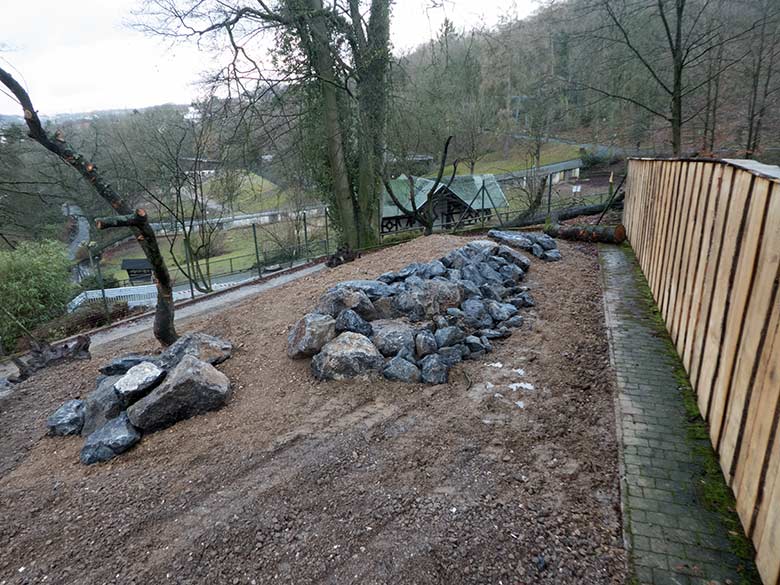 Bauarbeiten auf dem Gelände der ehemaligen Milu-Anlage am 18. Januar 2020 im Wuppertaler Zoo
