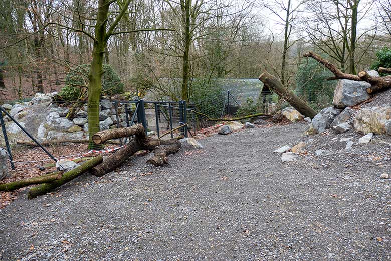 Defektes Tor am 5. Februar 2024 zwischen der neuen großen Erweiterungsanlage für Mishmi-Takine und der oberen Außenanlage mit dem neuen Unterstand im Grünen Zoo Wuppertal