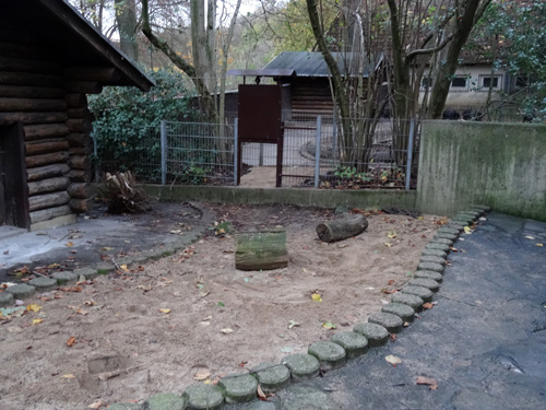 Neuer Schieber-Zugang zwischen der bisherigen Anlage für Hängebauchschweine und der benachbarten Anlage für Halsbandpekaris am 13. November 2015 im Grünen Zoo Wuppertal