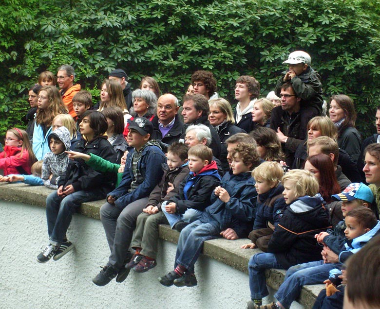 Zuschauer/innen bei der Seelöwen-Fütterung im Zoo Wuppertal im Mai 2010