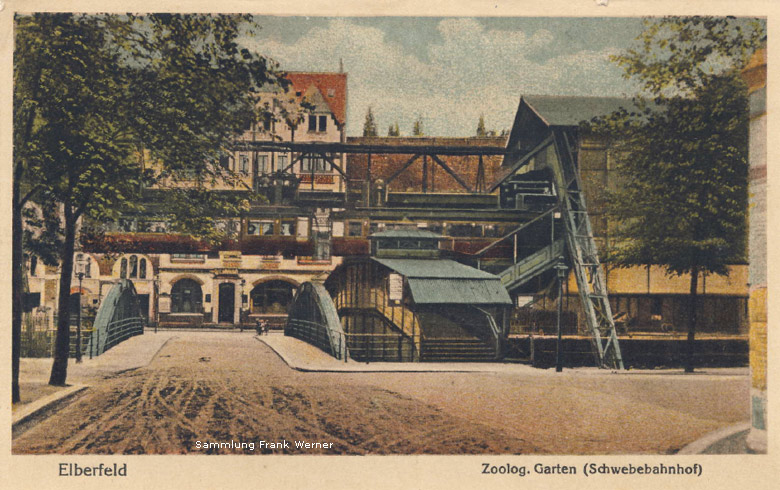 Der Schwebebahnhof Zoologischer Garten in Elberfeld auf einer Postkarte von 1915 (Sammlung Frank Werner)