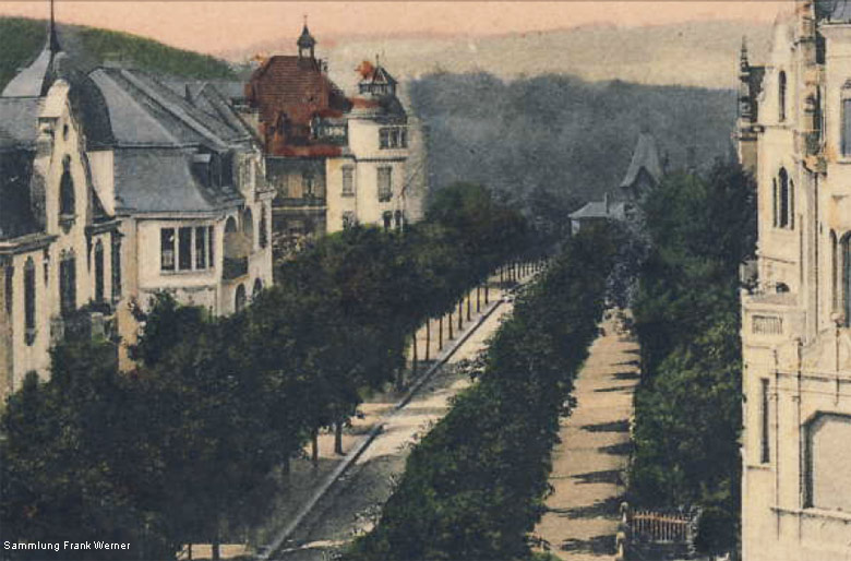 Siegesallee am Zoologischen Garten Elberfeld auf einer Postkarte von 1911 - Ausschnitt (Sammlung Frank Werner)
