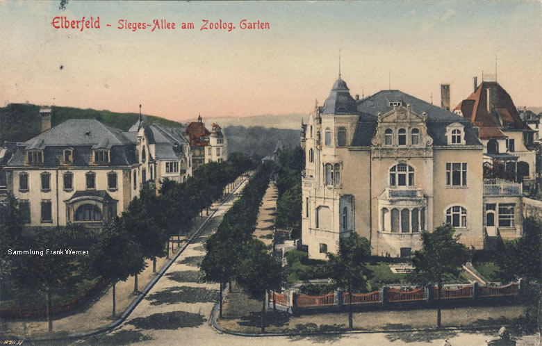 Siegesallee am Zoologischen Garten Elberfeld auf einer Postkarte von 1911 (Sammlung Frank Werner)