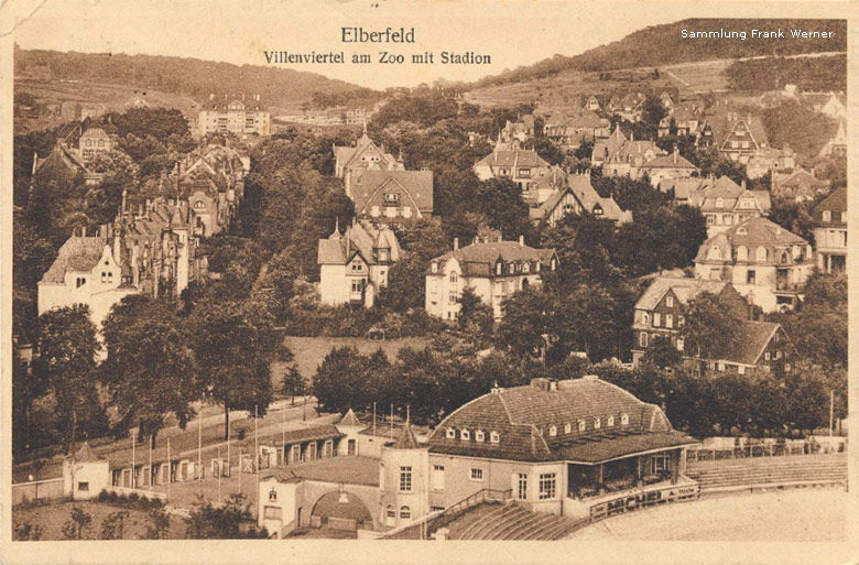 Villenviertel am Zoo mit Stadion auf einer Postkarte von 1926 (Sammlung Frank Werner)